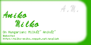 aniko milko business card